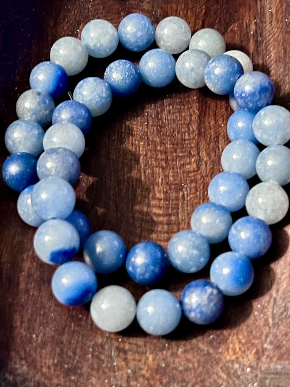 Blue Aventurine gemstone beaded elastic bracelet